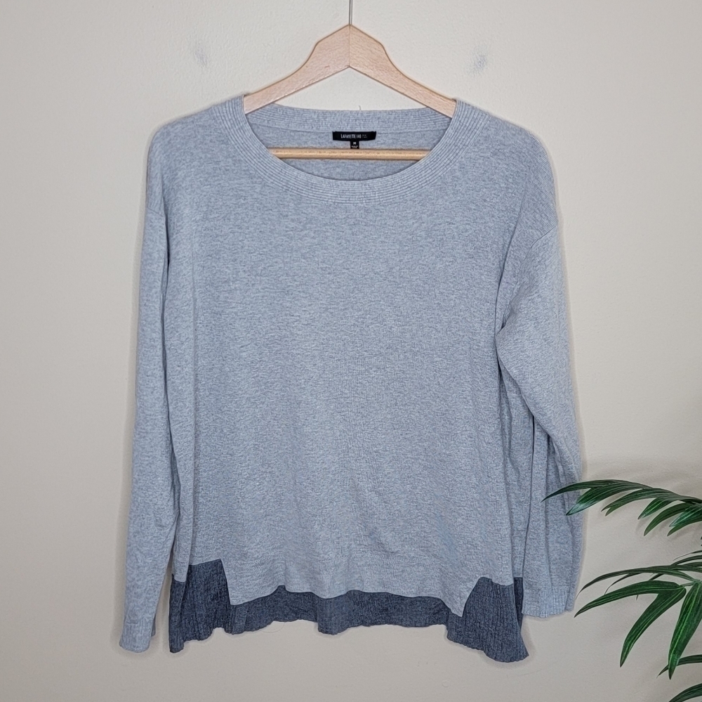 Lafayette 148 | Gray Sweater with Dark Gray Ribbed Hem Size Medium